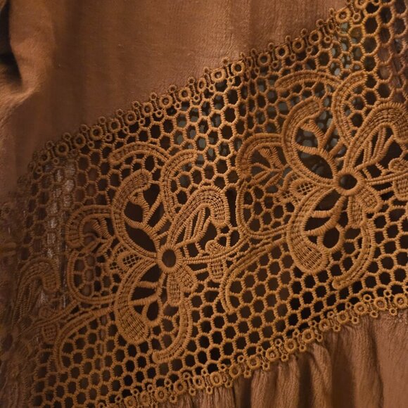 Rue 21 Fall burnt orange crochet boho Oversize kimono Duster Jacket - Picture 11 of 13